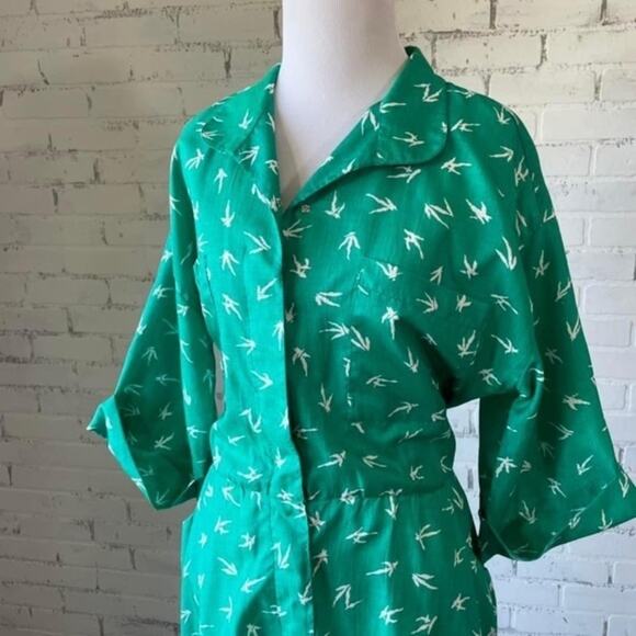 Vintage MIDI Day Dress Willi of California Rare Plus Size Green White 60’s 70s - Picture 7 of 8